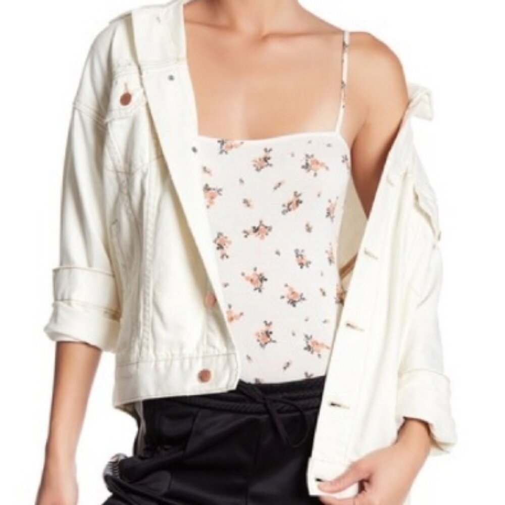 Free People off-white denim jacket size small